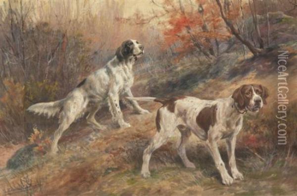 Hunting Dogs On Point Oil Painting - Edmund Henry Osthaus
