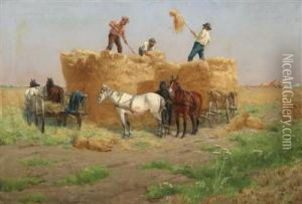 Haymaking, 
Paris Oil Painting - Laszlo Pataky Von Sospatak