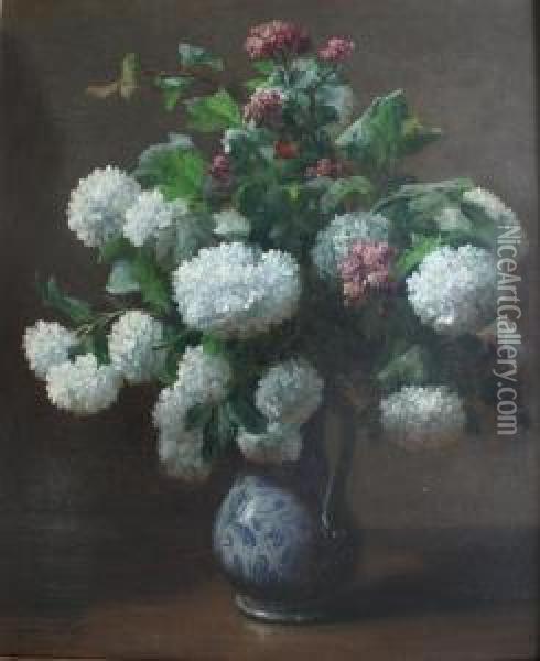 Verbena And Lilac Oil Painting - Eugene Petit