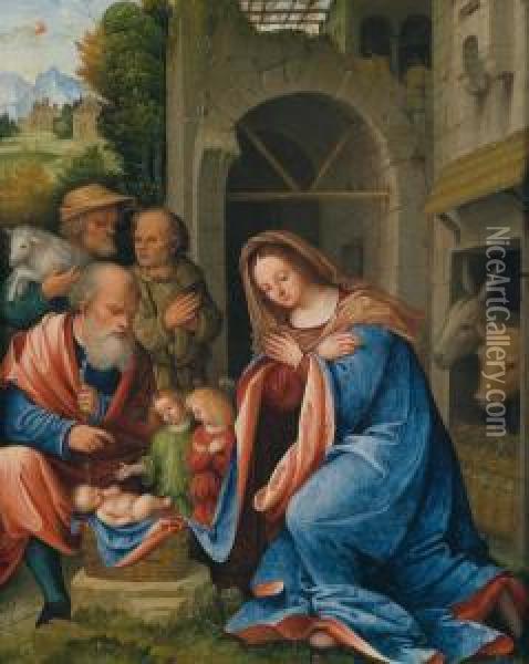 L'adorazione Dei Pastori Oil Painting - Martino Piazza Di Lodi