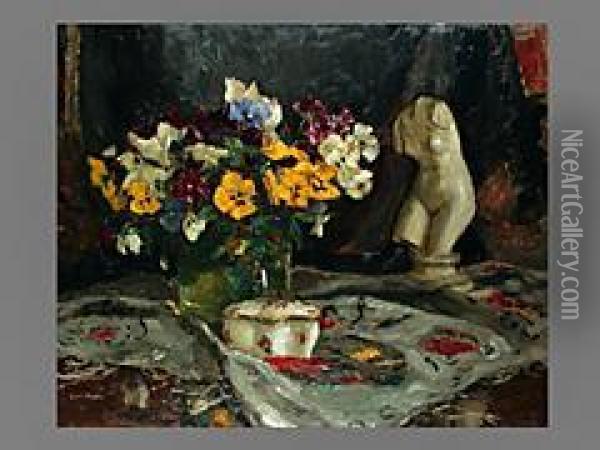 Stilleben Mit Blumenstrauss Oil Painting - Carl Piepho