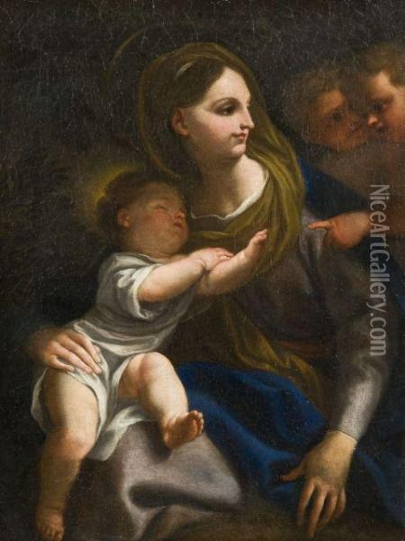 La Vierge A L'enfant Et Angelots Oil Painting - Domenico Piola
