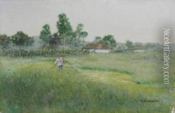 Toiling In The Field Oil Painting - Ivan Pavlovich Pokhitonov