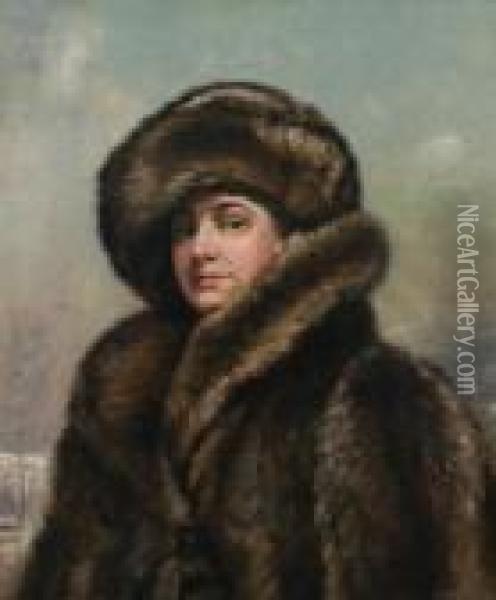 Portrait Of A Woman In Fur Oil Painting - Alexander Pope