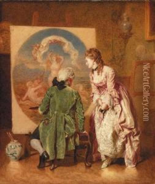 A Fair Critic Oil Painting - Edward Radford