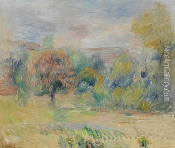 Paysage De Cagnes Signed 'renoir' Oil Painting - Pierre Auguste Renoir