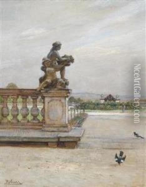 Park Scene At Schloss Hof In The Marchfeld Oil Painting - Rudolf Ribarz