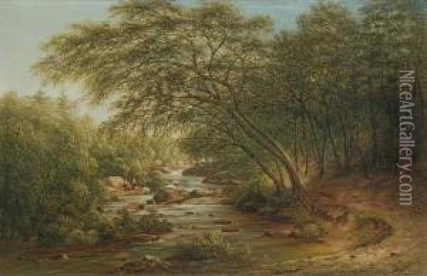 ''a Running Brook'' Oil Painting - Thomas Addison Richards