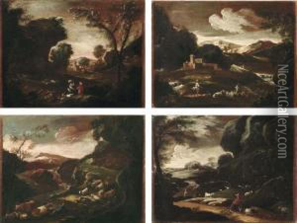 Quattro Paesaggi Oil Painting - Johann Melchior Roos