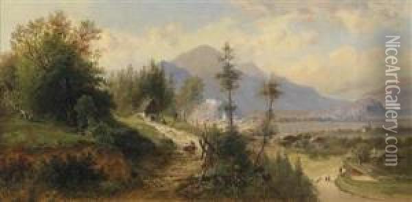 View Of Kufstein Oil Painting - Josef Schoyerer