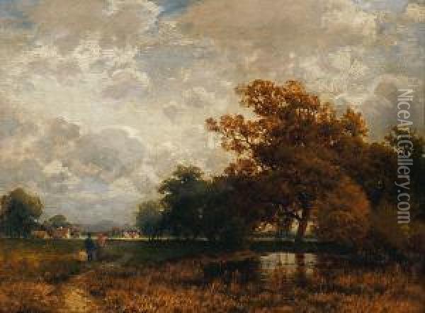 Herbstliche Voralpenlandschaft Oil Painting - Josef Schoyerer